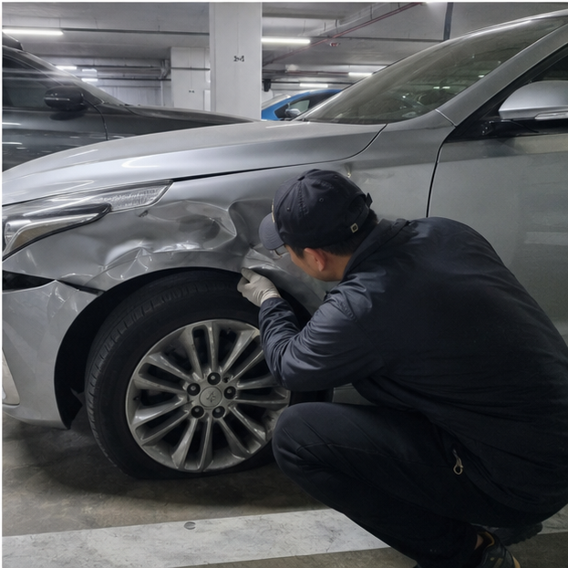 출장 장비와 손상 차량
